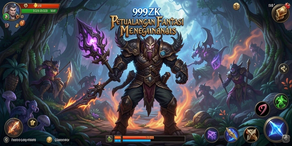 Screenshot menampilkan aksi pertempuran epik dalam 999ZK.