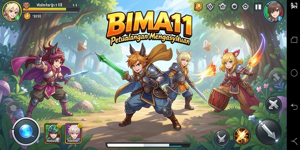 Tampilan gameplay penuh warna dan karakter Anime ikonik.