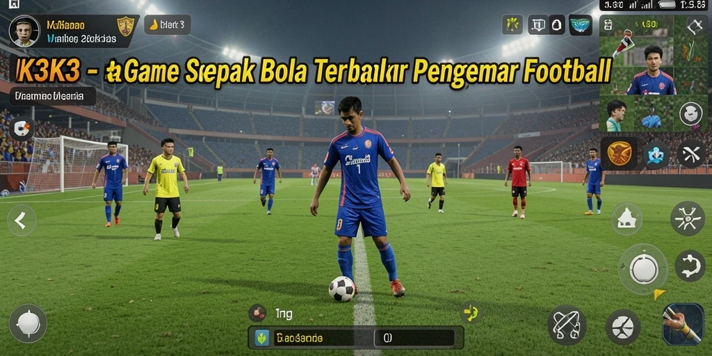 Gameplay K3K3 yang mendebarkan dalam aksi sepak bola.