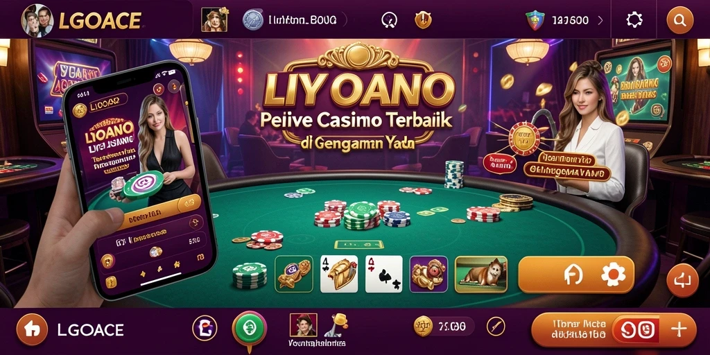 Screenshot LGOACE menampilkan dealer interaktif dalam permainan Live Casino yang mendebarkan.