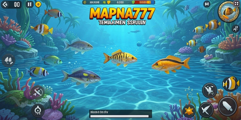 Screenshot gameplay MAPNA777 menampilkan aksi menembak ikan yang mendebarkan.