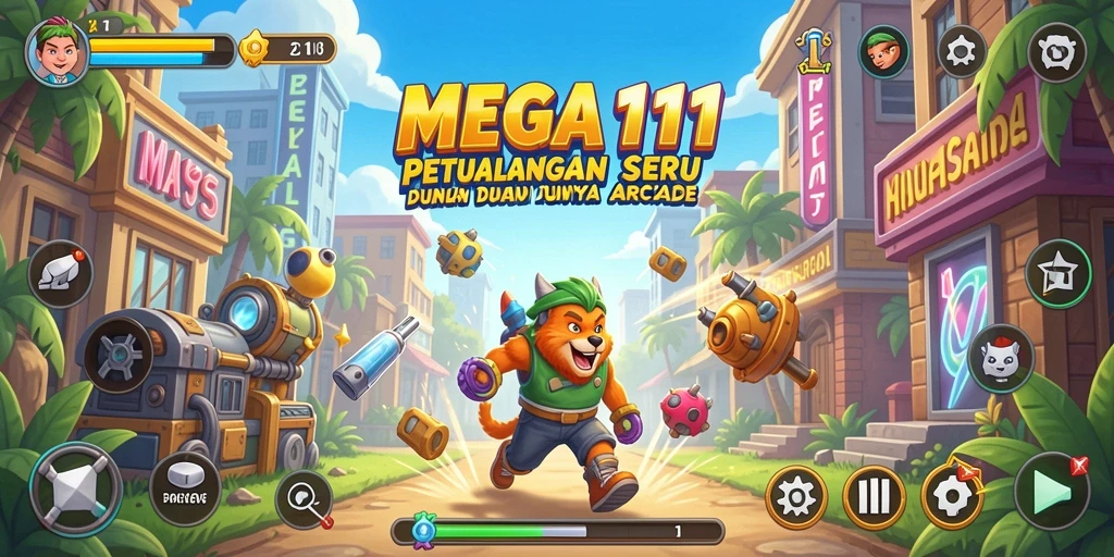 Screenshot MEGA111 menampilkan aksi seru dalam gameplay Arcade.